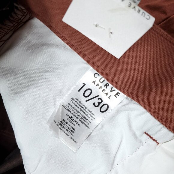 Curve Appeal Twill High Rise Comfort Waist Skinny Pants Stretch Brown Size 10 30 - Picture 6 of 8